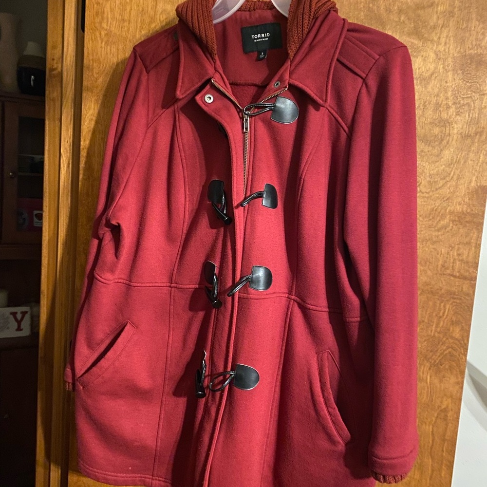 Torrid Women's Deep Red Toggle coat
